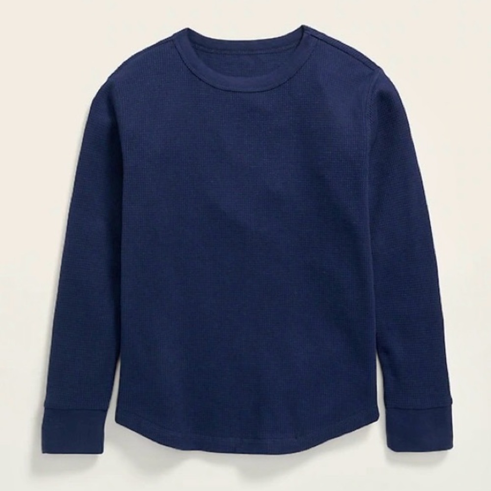 Old Navy Boys Waffle Knit Long-Sleeve Thermal T-Shirt - Navy  Blue
